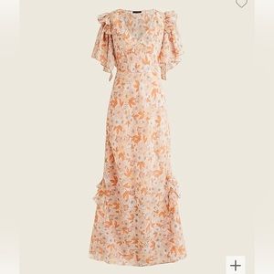 J Crew Collection ruffle sleeve dress in Spanish Villa